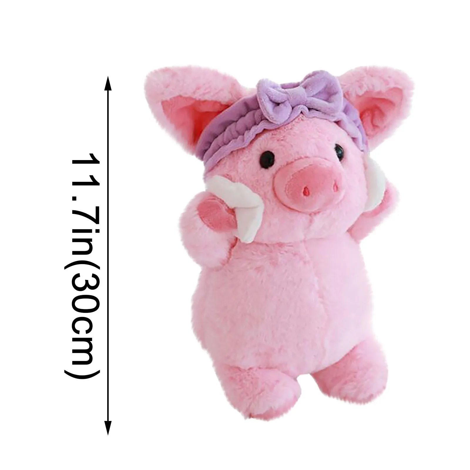 Pink Pig Plush Selfcare Facial Skincare With Purple Headband - Image 3