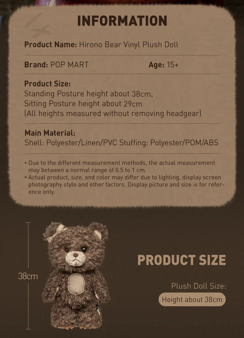 Genuine POP MART Hirono Bear Vinyl Plush Doll - Image 6