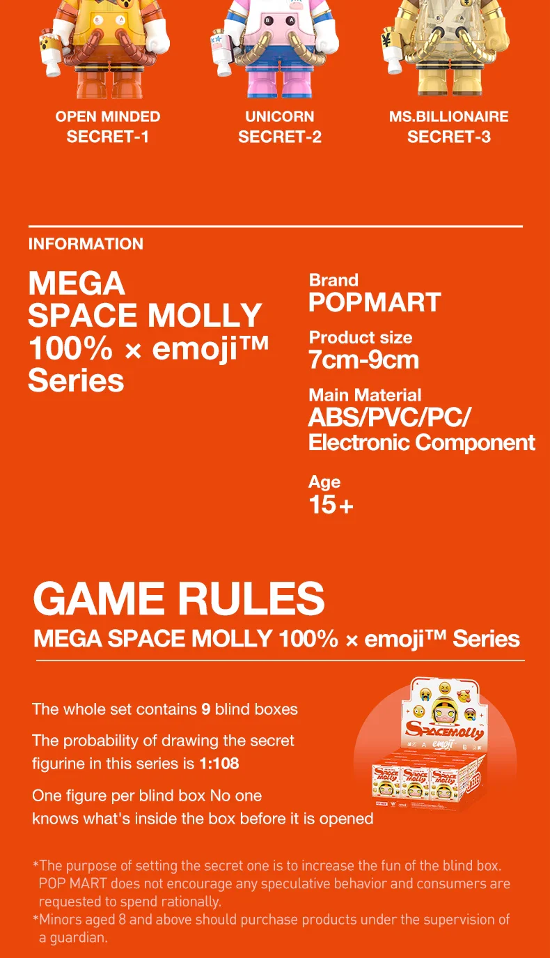 Genuine Pop Mart Mega Space Molly 100% × Emoji Series Blind Box Action Figure - Image 10