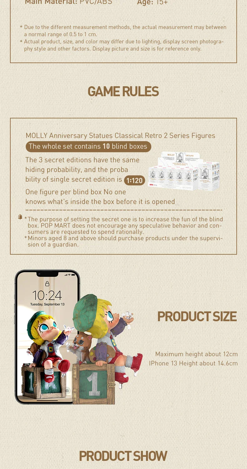 Genuine Pop Mart Molly Anniversary Statues Classical Retro 2 Series Blind Box Figures - Image 10