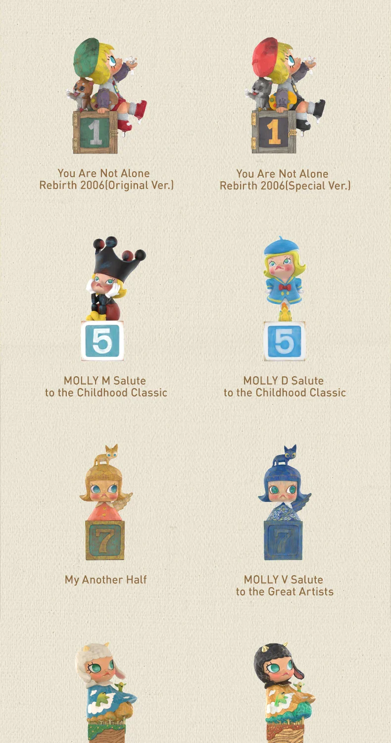 Genuine Pop Mart Molly Anniversary Statues Classical Retro 2 Series Blind Box Figures - Image 8