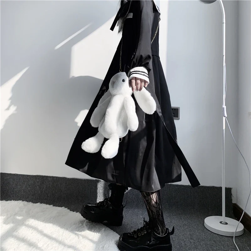 Rabbit Bunny Fur Plush Bag Pink Bows Pearl Strap Gold Hardware Crossbody 30cm - Image 12