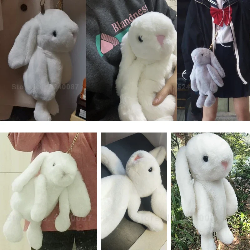 Rabbit Bunny Fur Plush Bag Pink Bows Pearl Strap Gold Hardware Crossbody 30cm - Image 19