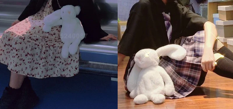 Rabbit Bunny Fur Plush Bag Pink Bows Pearl Strap Gold Hardware Crossbody 30cm - Image 6