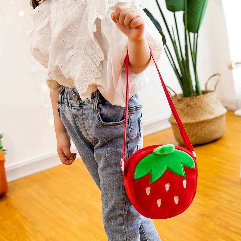 Red Strawberry Crossbody Bag Gold Chain - Image 3