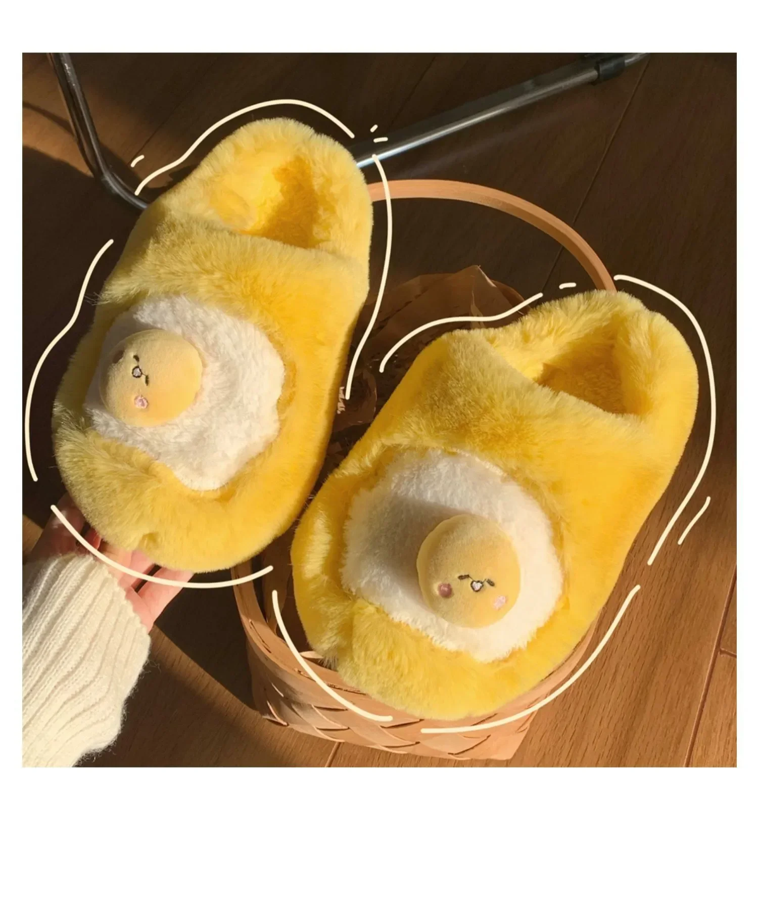 Sanrio Gudetama Cute Soft Fluffy Home Slippers Warm Plush Shoes - Image 12
