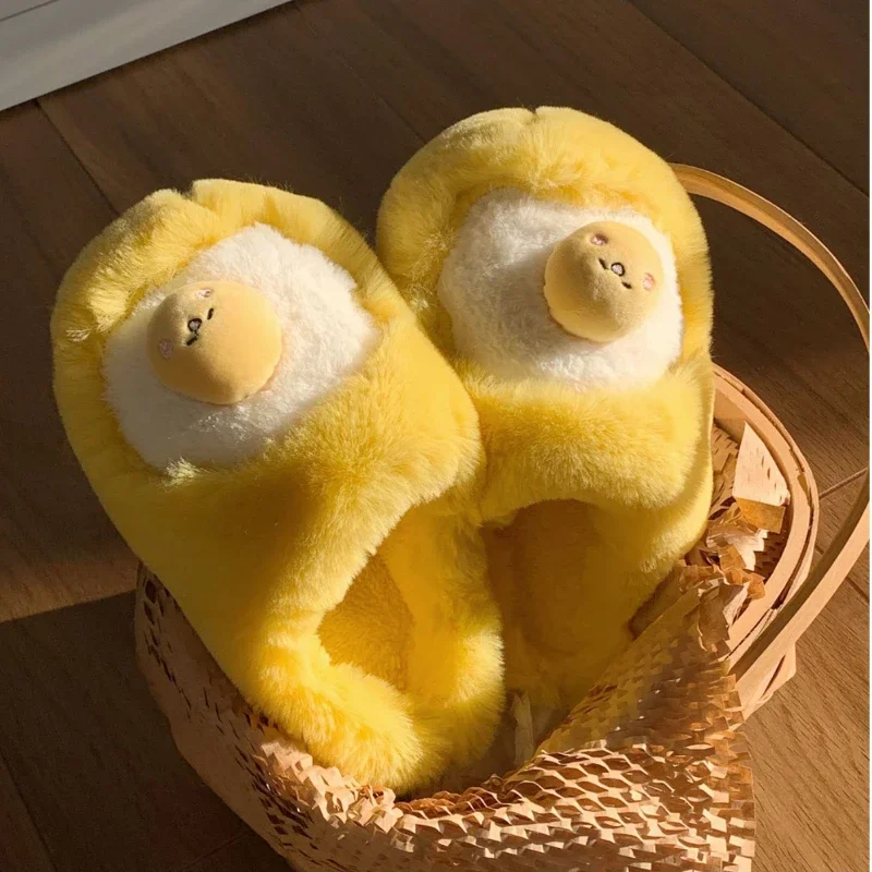 Sanrio Gudetama Cute Soft Fluffy Home Slippers Warm Plush Shoes - Image 13