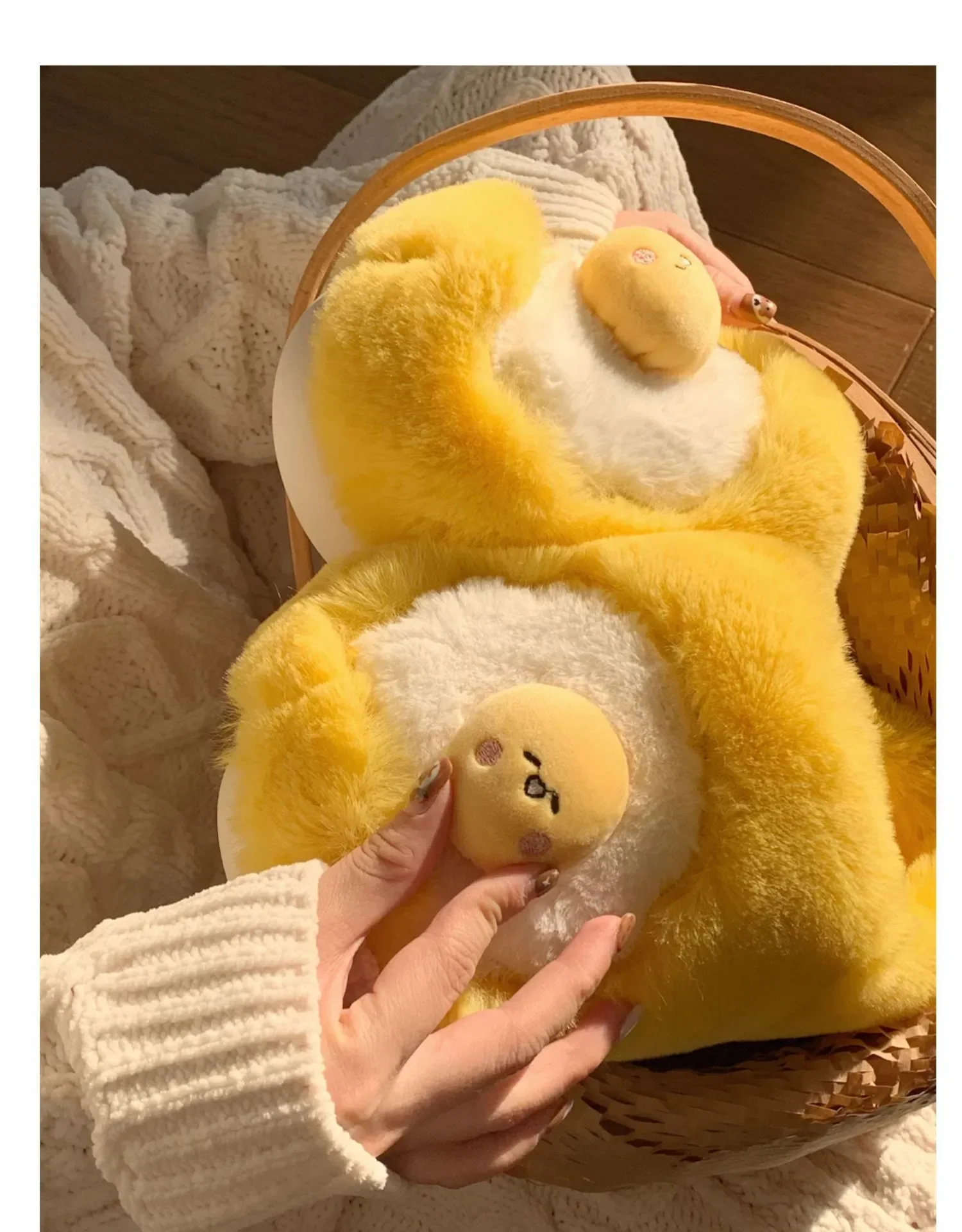 Sanrio Gudetama Cute Soft Fluffy Home Slippers Warm Plush Shoes - Image 3