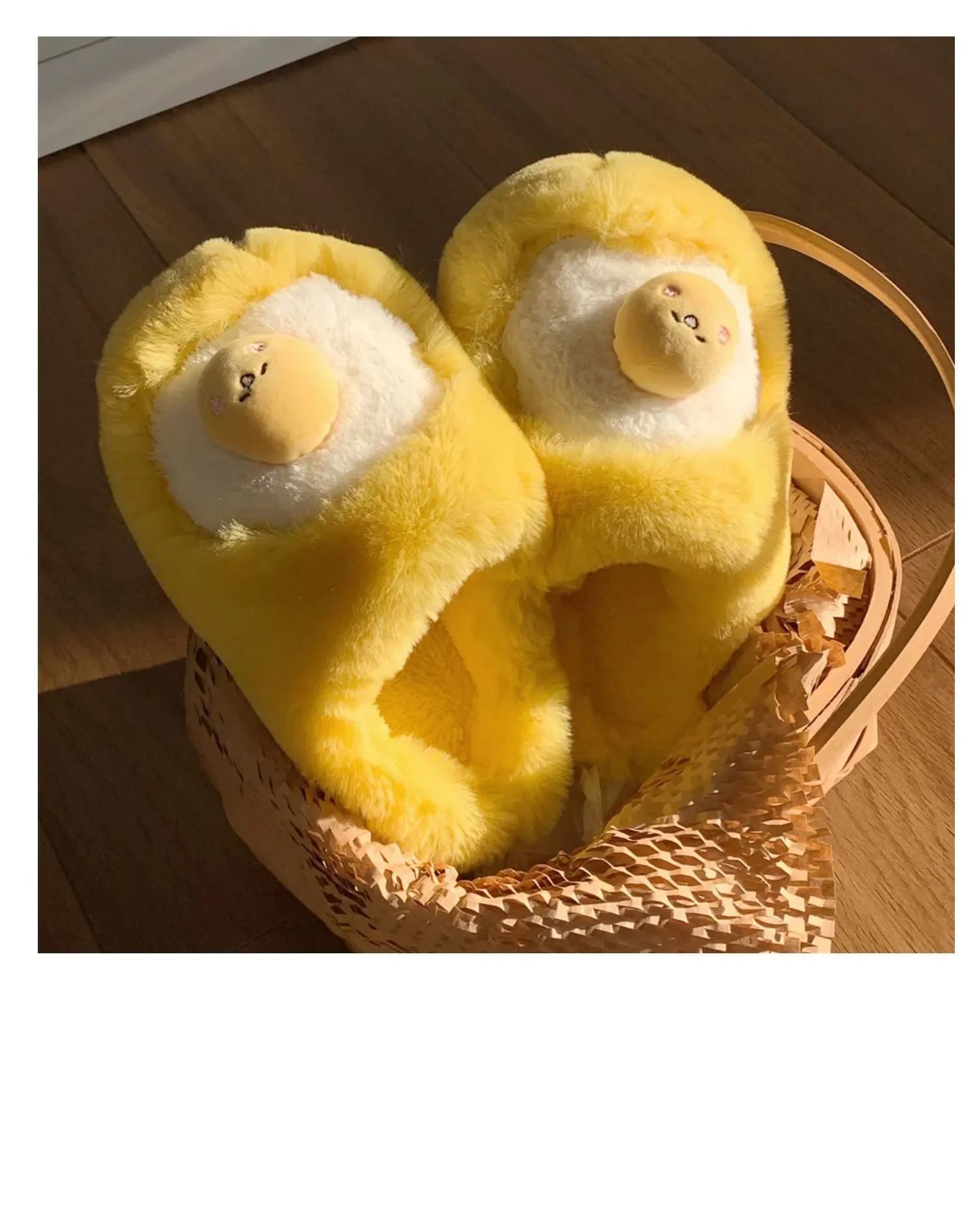 Sanrio Gudetama Cute Soft Fluffy Home Slippers Warm Plush Shoes - Image 5