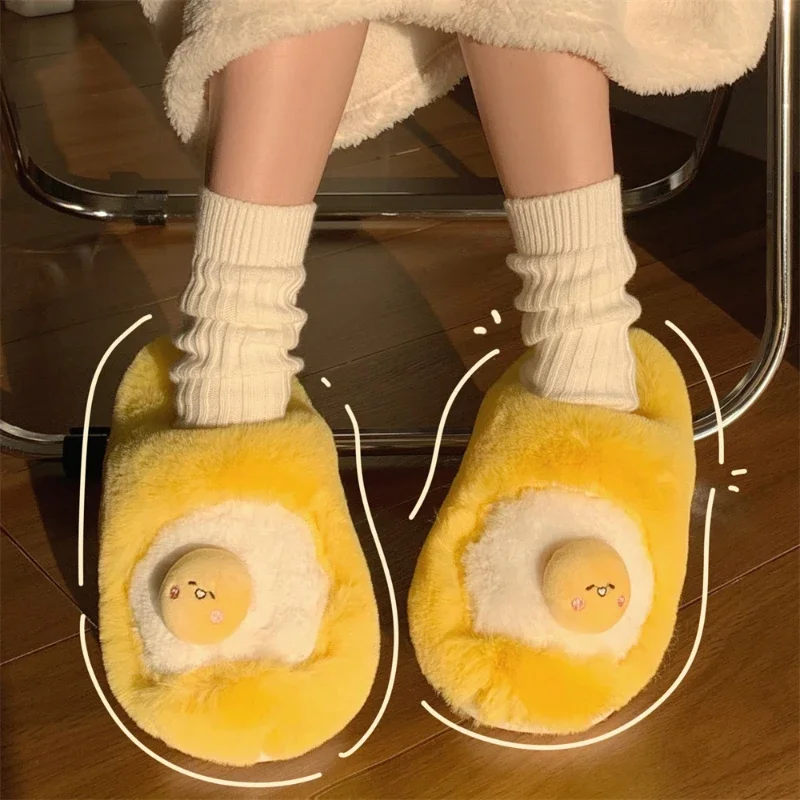 Sanrio Gudetama Cute Soft Fluffy Home Slippers Warm Plush Shoes - Image 6