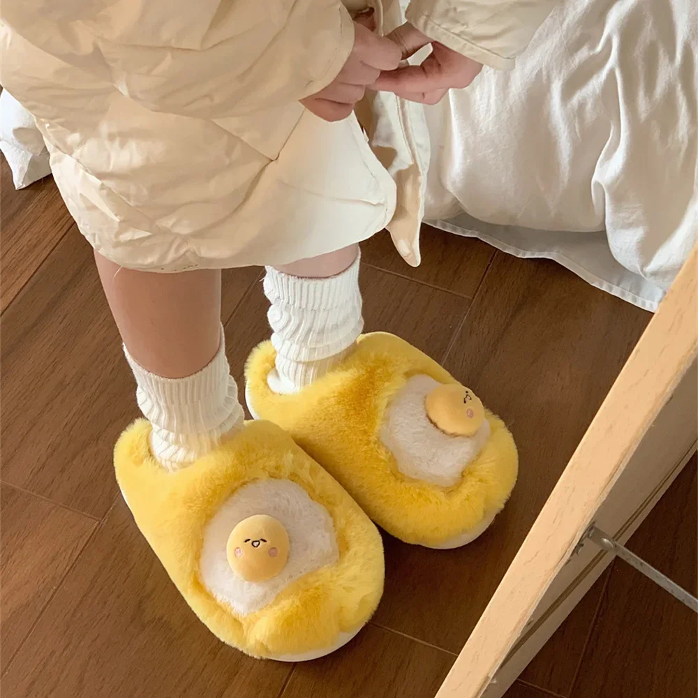 Sanrio Gudetama Cute Soft Fluffy Home Slippers Warm Plush Shoes - Image 7