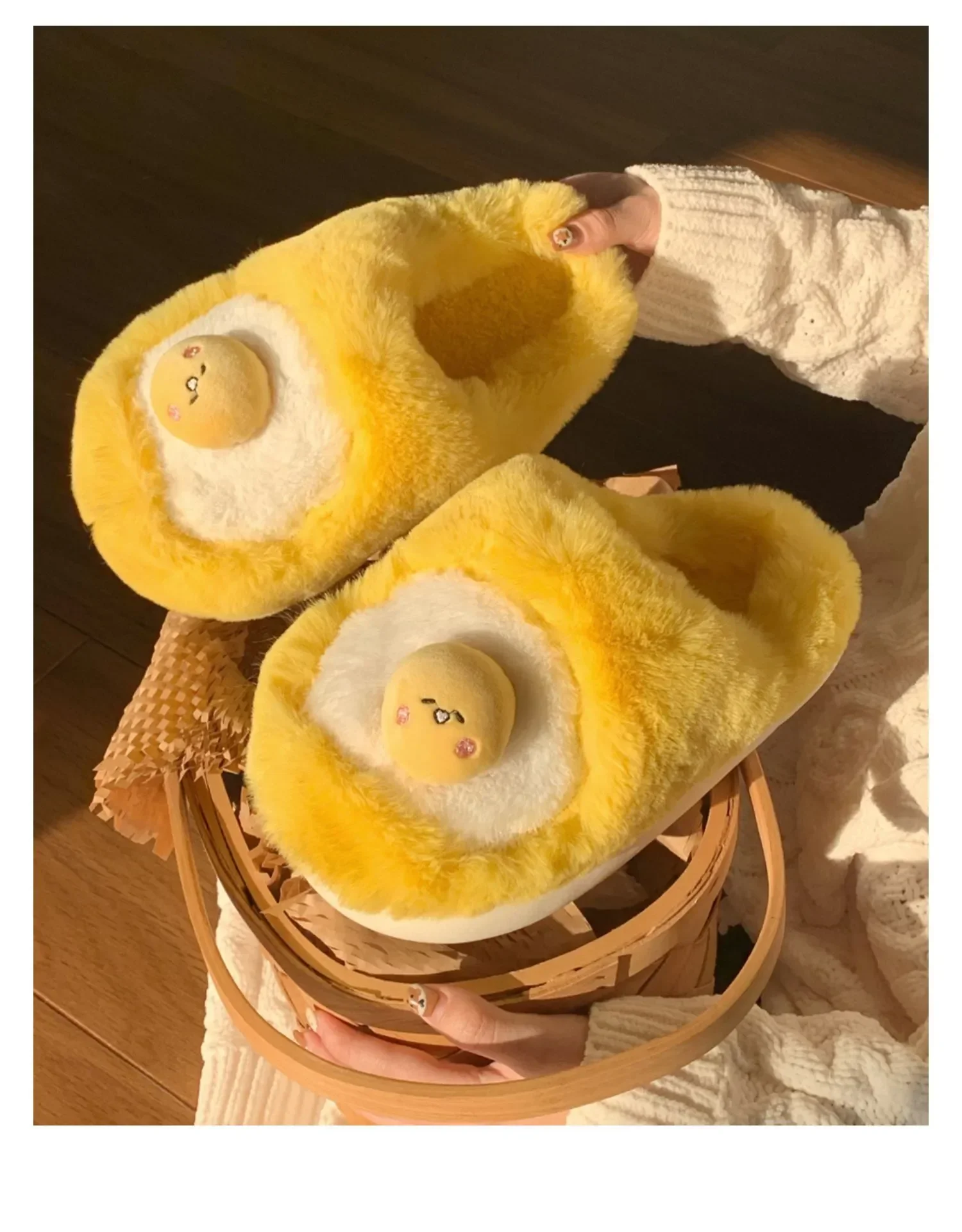 Sanrio Gudetama Cute Soft Fluffy Home Slippers Warm Plush Shoes - Image 9