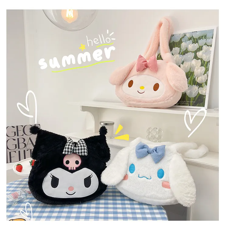 Sanrio Plush Cinnamoroll My Melody Kuromi Tote Shoulder Bag - Image 18