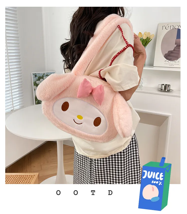 Sanrio Plush Cinnamoroll My Melody Kuromi Tote Shoulder Bag - Image 37