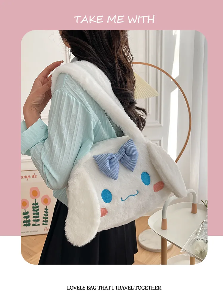 Sanrio Plush Cinnamoroll My Melody Kuromi Tote Shoulder Bag - Image 8