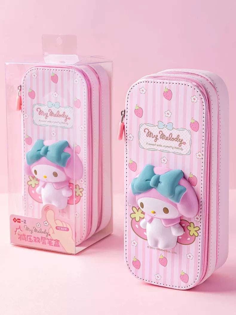 Sanrio Zipped Pencil Case Kawaii Hello Kitty Cinnamoroll My Melody - Image 20