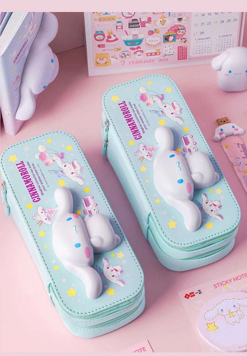 Sanrio Zipped Pencil Case Kawaii Hello Kitty Cinnamoroll My Melody - Image 21