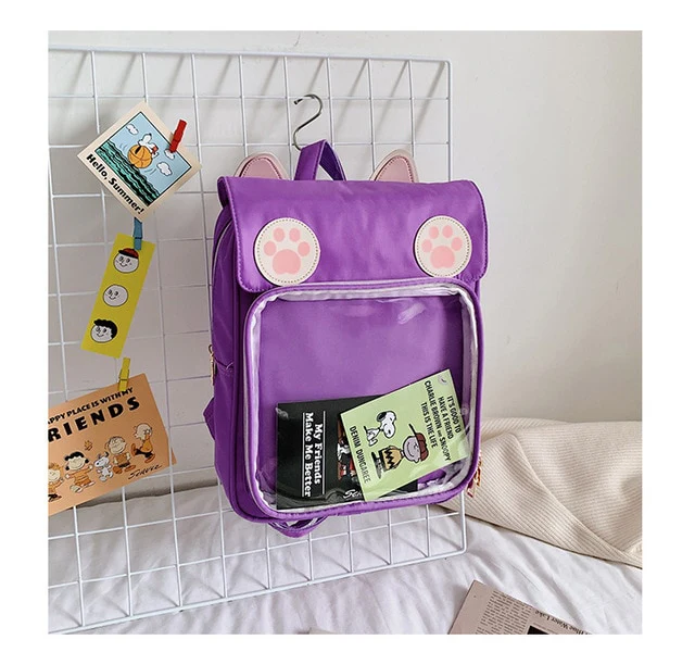 Transparent Window Backpack Bag Rucksack Cat Paws Kawaii Japanese - Image 5