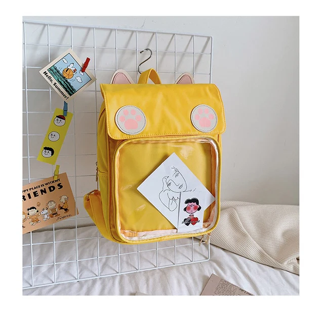 Transparent Window Backpack Bag Rucksack Cat Paws Kawaii Japanese - Image 7
