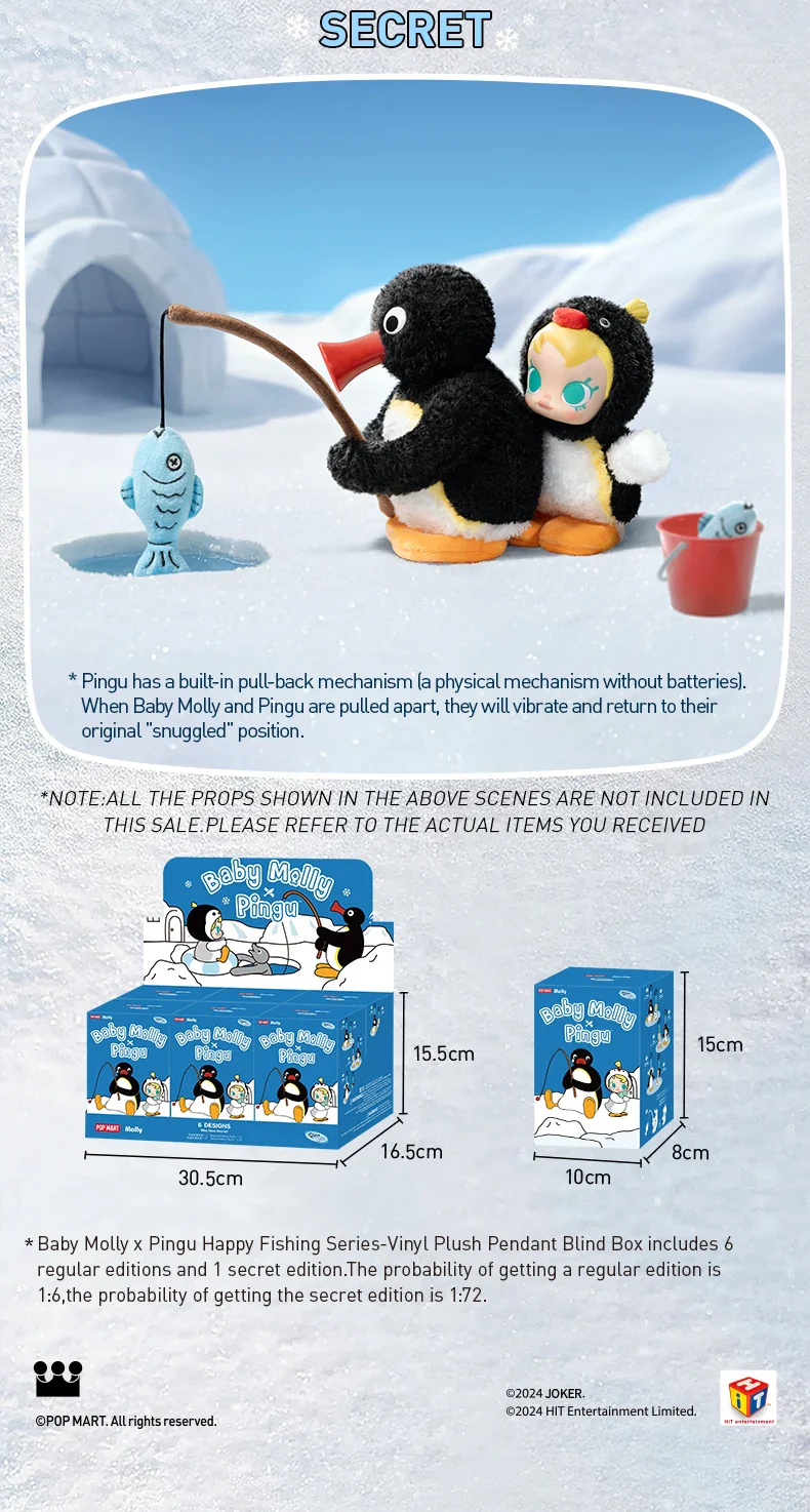 Genuine Pop Mart Baby Molly × Pingu Happy Fishing Series Vinyl Pendant Blind Box - Image 14