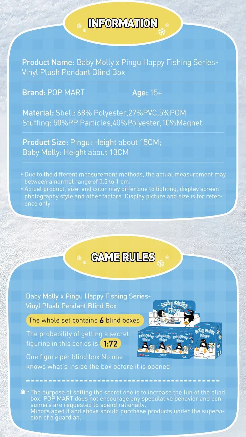 Genuine Pop Mart Baby Molly × Pingu Happy Fishing Series Vinyl Pendant Blind Box - Image 9