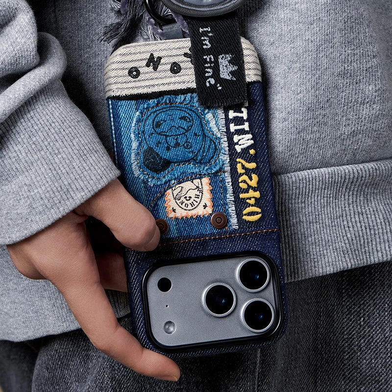 Genuine POP MART Hirono Road Journal Series-Knitted Patchwork iPhone Case for iPhone 17 Pro/ 17 Pro Max - Image 4