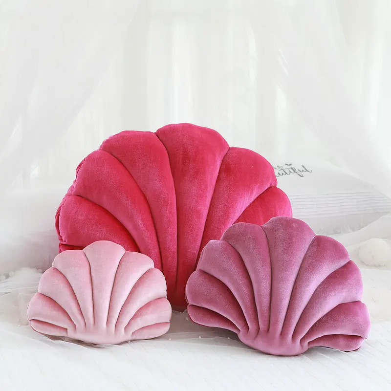 Velvet Shell Mermaid Cushion Plush Pillow Seashell - Image 12