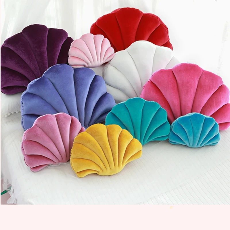 Velvet Shell Mermaid Cushion Plush Pillow Seashell - Image 17
