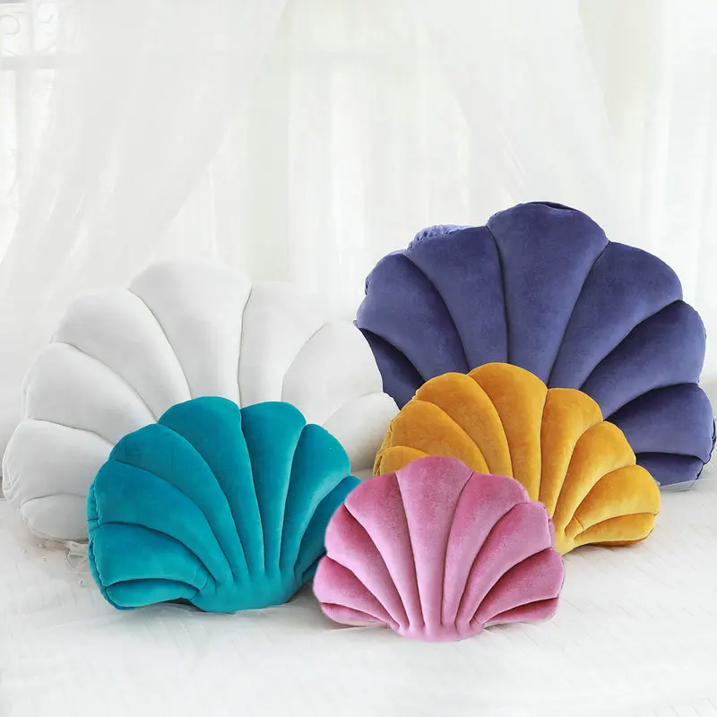 Velvet Shell Mermaid Cushion Plush Pillow Seashell - Image 5