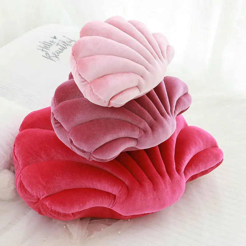 Velvet Shell Mermaid Cushion Plush Pillow Seashell - Image 6