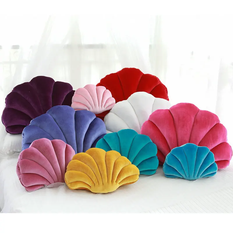 Velvet Shell Mermaid Cushion Plush Pillow Seashell - Image 7